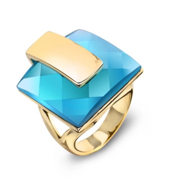 Swarovski Crystal Teal Statement Ring - Picture 1 of 7